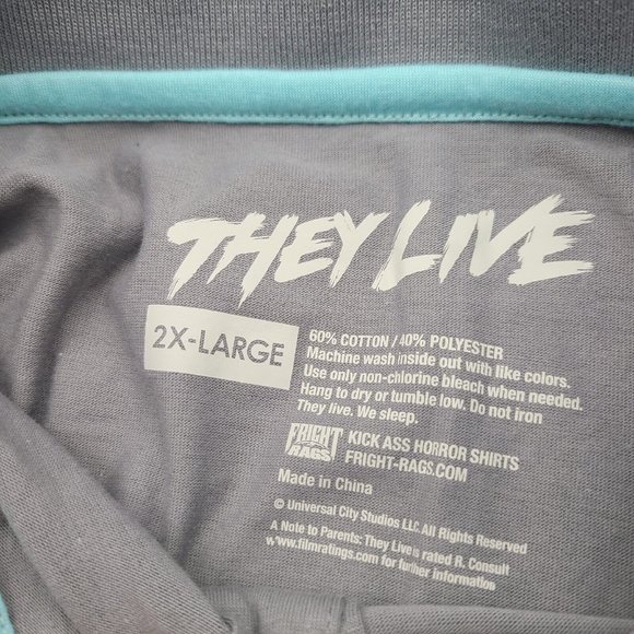 Fright Rags THEY LIVE Golf Polo Shirt Embroidered Zombies Sz XL New - Picture 5 of 6